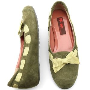 PETER KENT MULTI-GREEN SUEDE/FABRIC CASUAL SHOES